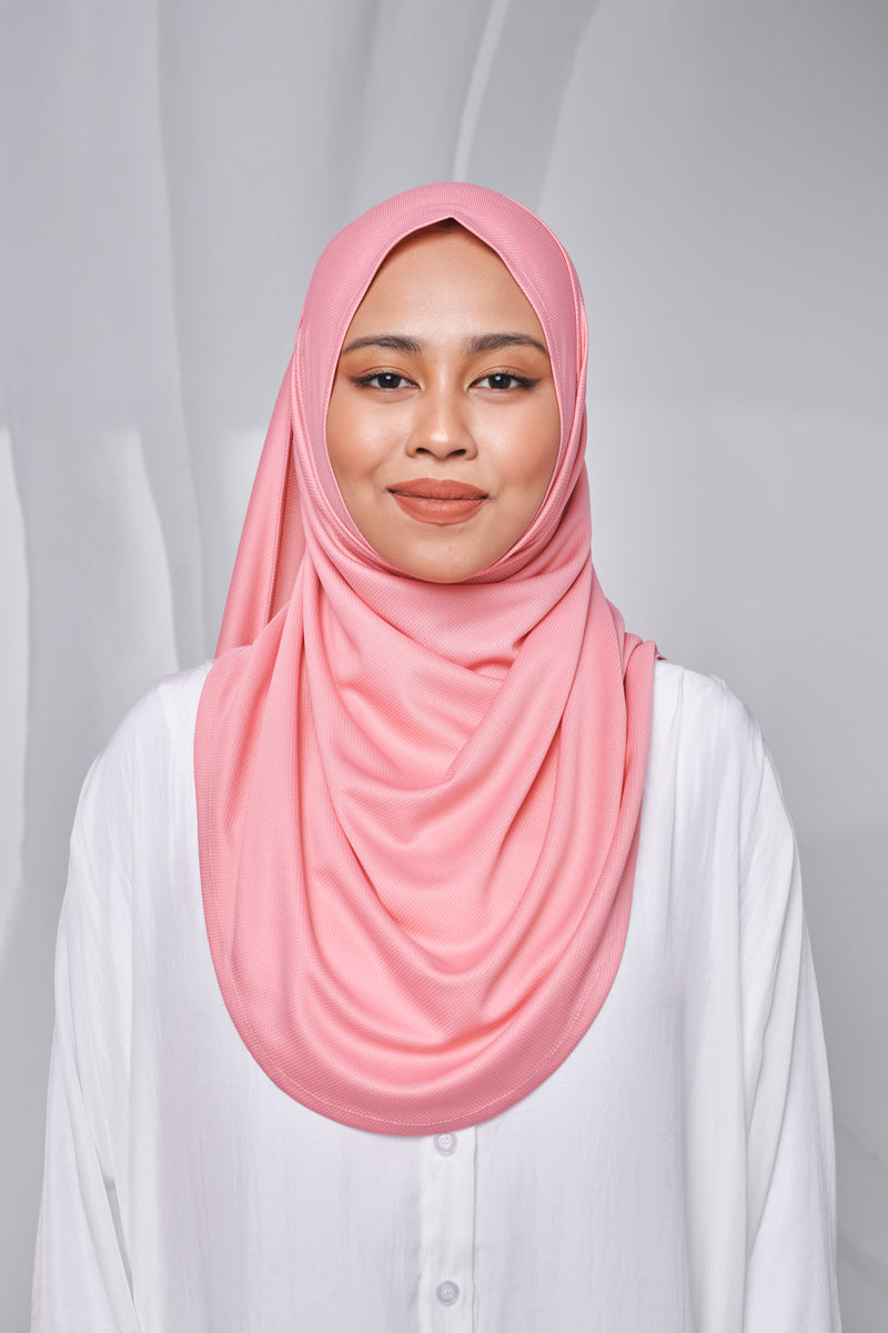 Semi-instant Jersey Shawl in Coral Pink